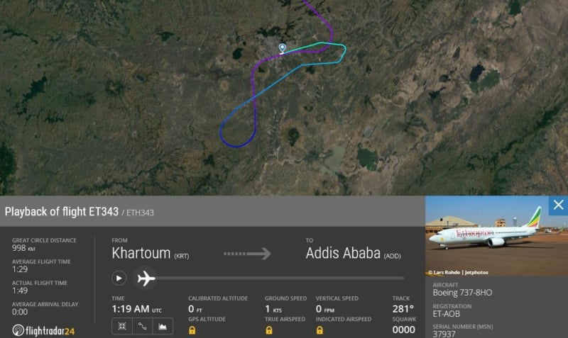 ethiopian et343 overfly