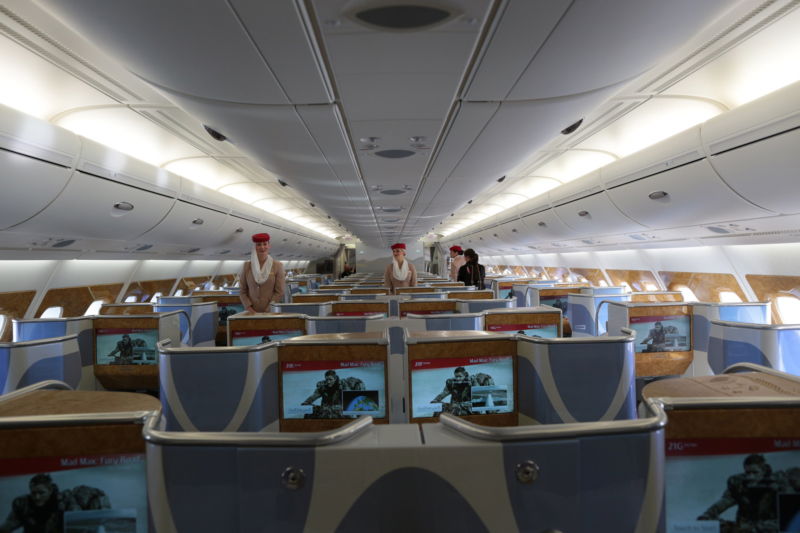 Emirates A380 business class cabin