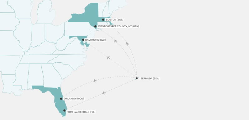 bermudair map route jan 2024