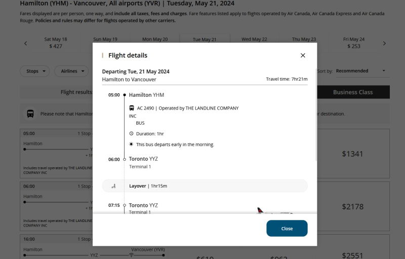 air canada landline booking