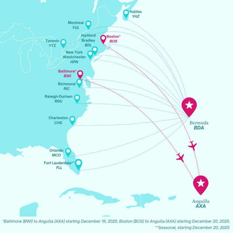 bermudair anguillair routemap june 2025